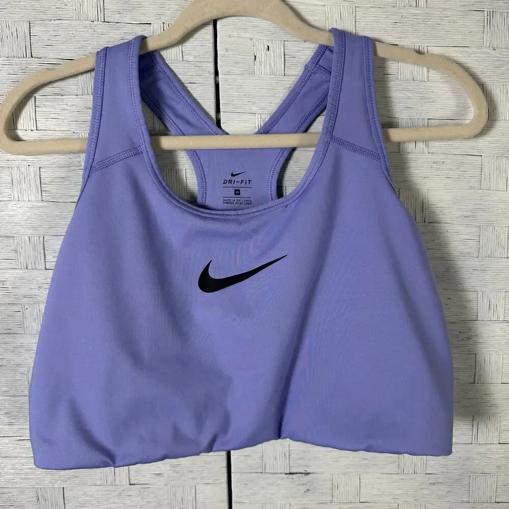 Nike razorback sports bra pull over lavender center swish dry fit plus size